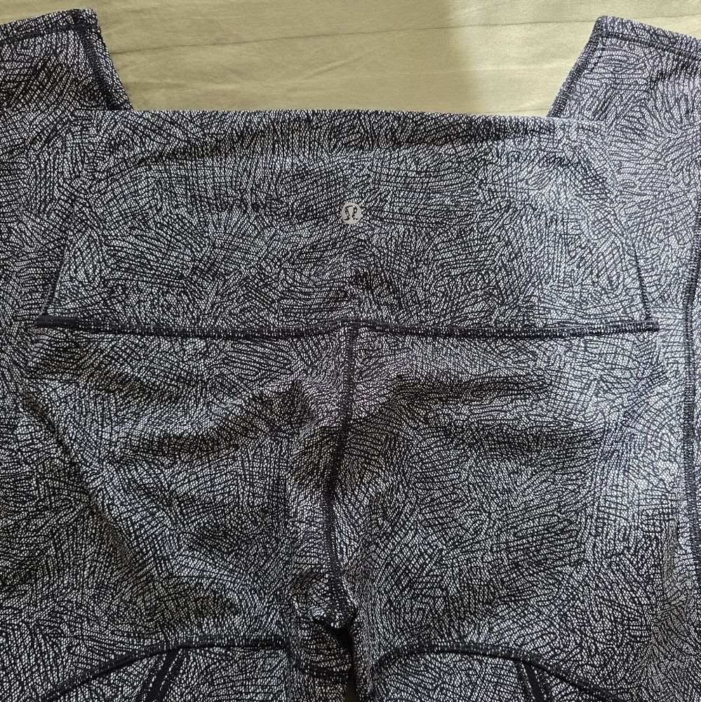 Lululemon Wunder Under Pant (Hi-Rise) (Mesh) Line Up White Black Size 8